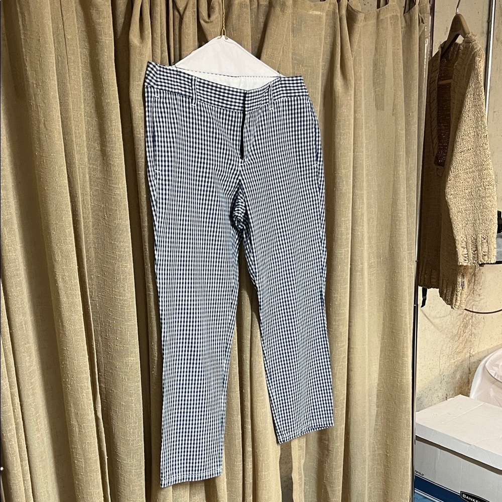 J. Crew navy and white mid rise chinos, size 6